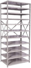 Hallowell - 11 Shelf Starter Medium-Duty Open Steel Shelving - 500 Lb Capacity, 36" Wide x 87" High x 24" Deep, Platinum - USA Tool & Supply