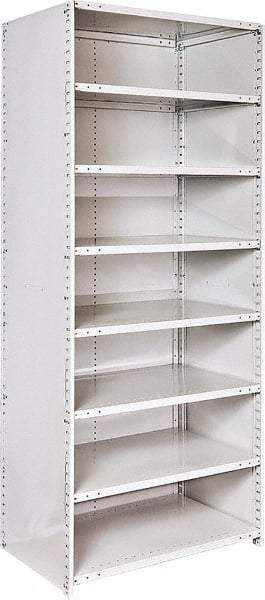 Hallowell - 8 Shelf, 500 Lb. Capacity, Closed Shelving Starter Unit - 36 Inch Wide x 24 Inch Deep x 87 Inch High, Platinum - USA Tool & Supply