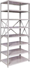 Hallowell - 8 Shelf Starter Medium-Duty Open Steel Shelving - 500 Lb Capacity, 36" Wide x 87" High x 24" Deep, Platinum - USA Tool & Supply