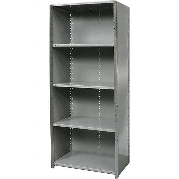 Hallowell - 5 Shelf, 500 Lb. Capacity, Free Standing Closed Shelving - 36 Inch Wide x 12 Inch Deep x 87 Inch High, Gray - USA Tool & Supply