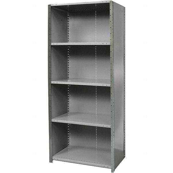 Hallowell - 5 Shelf, 750 Lb. Capacity, Free Standing Closed Shelving - 48 Inch Wide x 12 Inch Deep x 87 Inch High, Gray - USA Tool & Supply