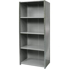 Hallowell - 5 Shelf, 375 Lb. Capacity, Free Standing Closed Shelving - 48 Inch Wide x 18 Inch Deep x 87 Inch High, Gray - USA Tool & Supply