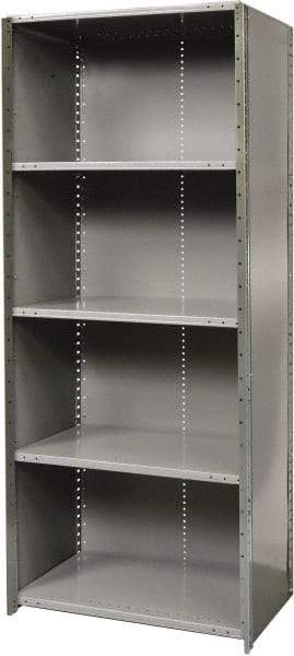 Hallowell - 5 Shelf, 800 Lb. Capacity, Free Standing Closed Shelving - 36 Inch Wide x 24 Inch Deep x 87 Inch High, Gray - USA Tool & Supply