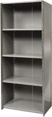 Hallowell - 5 Shelf, 800 Lb. Capacity, Free Standing Closed Shelving - 36 Inch Wide x 24 Inch Deep x 87 Inch High, Gray - USA Tool & Supply