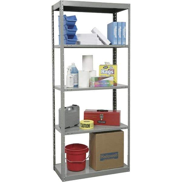 Hallowell - 5 Shelf Starter Heavy-Duty Open Steel Shelving - 450 Lb Capacity, 48" Wide x 87" High x 18" Deep, Gray - USA Tool & Supply