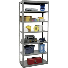 Hallowell - 7 Shelf Starter Heavy-Duty Open Steel Shelving - 800 Lb Capacity, 36" Wide x 87" High x 12" Deep, Gray - USA Tool & Supply