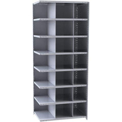 Hallowell - 21 Bin Closed Industrial Bin Shelving - 36 Inch Overall Width x 12 Inch Overall Depth x 87 Inch Overall Height, Gray Metal Bins - USA Tool & Supply