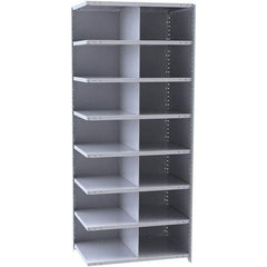 Hallowell - 14 Bin Closed Industrial Bin Shelving - 36 Inch Overall Width x 12 Inch Overall Depth x 87 Inch Overall Height, Gray Metal Bins - USA Tool & Supply