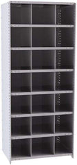 Hallowell - 21 Bin Closed Industrial Bin Shelving - 36 Inch Overall Width x 24 Inch Overall Depth x 87 Inch Overall Height, Gray Metal Bins - USA Tool & Supply