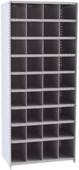 Hallowell - 36 Bin Closed Industrial Bin Shelving - 36 Inch Overall Width x 24 Inch Overall Depth x 87 Inch Overall Height, Gray Metal Bins - USA Tool & Supply