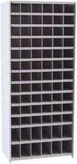 Hallowell - 78 Bin Closed Industrial Bin Shelving - 36 Inch Overall Width x 24 Inch Overall Depth x 87 Inch Overall Height, Gray Metal Bins - USA Tool & Supply
