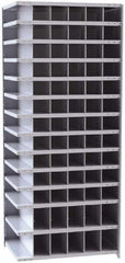Hallowell - 78 Bin Closed Industrial Bin Shelving - 36 Inch Overall Width x 24 Inch Overall Depth x 87 Inch Overall Height, Gray Metal Bins - USA Tool & Supply