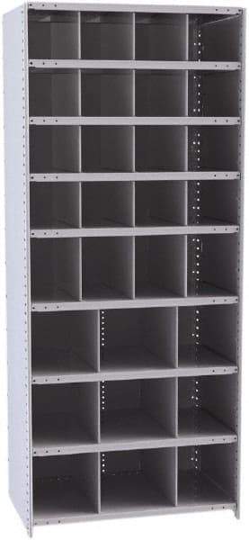 Hallowell - 29 Bin Closed Industrial Bin Shelving - 36 Inch Overall Width x 24 Inch Overall Depth x 87 Inch Overall Height, Gray Metal Bins - USA Tool & Supply