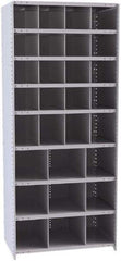 Hallowell - 29 Bin Closed Industrial Bin Shelving - 36 Inch Overall Width x 24 Inch Overall Depth x 87 Inch Overall Height, Gray Metal Bins - USA Tool & Supply