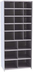 Hallowell - 21 Bin Closed Industrial Bin Shelving - 36 Inch Overall Width x 24 Inch Overall Depth x 87 Inch Overall Height, Gray Metal Bins - USA Tool & Supply