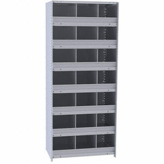 Hallowell - 21 Bin Closed Industrial Bin Shelving - 36 Inch Overall Width x 18 Inch Overall Depth x 87 Inch Overall Height, Gray Metal Bins - USA Tool & Supply