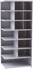 Hallowell - 16 Bin Closed Industrial Bin Shelving - 36 Inch Overall Width x 24 Inch Overall Depth x 87 Inch Overall Height, Gray Metal Bins - USA Tool & Supply