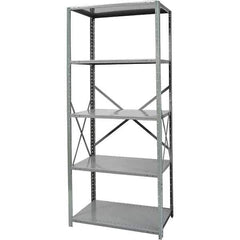 Hallowell - 5 Shelf Starter Heavy-Duty Open Steel Shelving - 800 Lb Capacity, 36" Wide x 87" High x 12" Deep, Gray - USA Tool & Supply