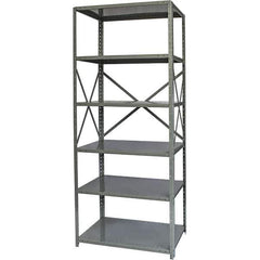 Hallowell - 6 Shelf Starter Extra Heavy-Duty Open Steel Shelving - 1 Lb Capacity, 36" Wide x 87" High x 12" Deep, Gray - USA Tool & Supply