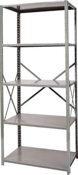 Hallowell - 5 Shelf Starter Heavy-Duty Open Steel Shelving - 800 Lb Capacity, 36" Wide x 87" High x 24" Deep, Gray - USA Tool & Supply