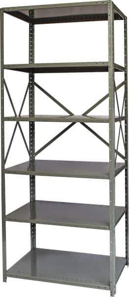 Hallowell - 6 Shelf Starter Heavy-Duty Open Steel Shelving - 800 Lb Capacity, 36" Wide x 87" High x 24" Deep, Gray - USA Tool & Supply