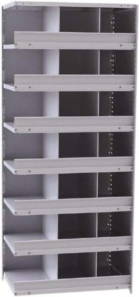 Hallowell - 21 Bin Closed Industrial Bin Shelving - 36 Inch Overall Width x 24 Inch Overall Depth x 87 Inch Overall Height, Gray Metal Bins - USA Tool & Supply