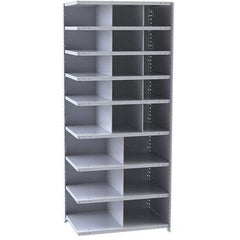 Hallowell - 21 Bin Closed Industrial Bin Shelving - 36 Inch Overall Width x 18 Inch Overall Depth x 87 Inch Overall Height, Gray Metal Bins - USA Tool & Supply