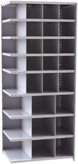 Hallowell - 29 Bin Closed Industrial Bin Shelving - 36 Inch Overall Width x 24 Inch Overall Depth x 87 Inch Overall Height, Gray Metal Bins - USA Tool & Supply