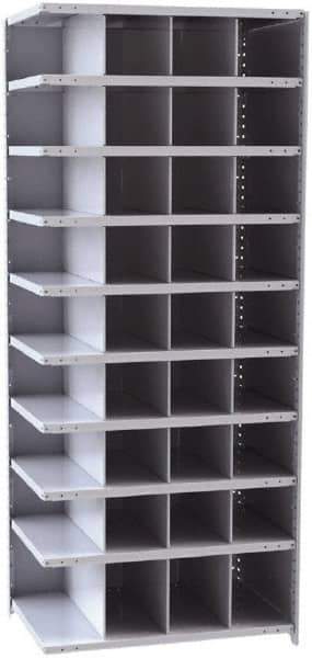 Hallowell - 36 Bin Closed Industrial Bin Shelving - 36 Inch Overall Width x 24 Inch Overall Depth x 87 Inch Overall Height, Gray Metal Bins - USA Tool & Supply