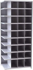 Hallowell - 36 Bin Closed Industrial Bin Shelving - 36 Inch Overall Width x 24 Inch Overall Depth x 87 Inch Overall Height, Gray Metal Bins - USA Tool & Supply