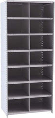 Hallowell - 14 Bin Closed Industrial Bin Shelving - 36 Inch Overall Width x 24 Inch Overall Depth x 87 Inch Overall Height, Gray Metal Bins - USA Tool & Supply