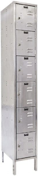 Hallowell - 6 Door, 6 Tier, Stainless Steel Locker - USA Tool & Supply