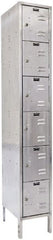 Hallowell - 6 Door, 6 Tier, Stainless Steel Locker - USA Tool & Supply