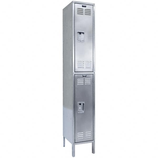 Hallowell - 2 Door, 2 Tier, Stainless Steel Locker - USA Tool & Supply