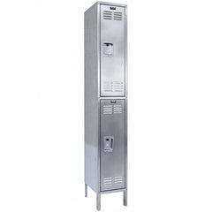 Hallowell - 2 Door, 2 Tier, Stainless Steel Locker - USA Tool & Supply