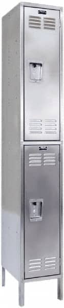Hallowell - 2 Door, 2 Tier, Stainless Steel Locker - USA Tool & Supply