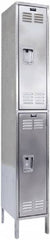Hallowell - 2 Door, 2 Tier, Stainless Steel Locker - USA Tool & Supply