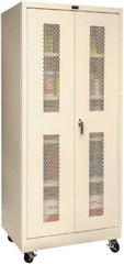Hallowell - 4 Shelf Mobile Storage Cabinet - Steel, 36" Wide x 24" Deep x 72" High, Tan - USA Tool & Supply