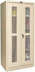 Hallowell - 4 Shelf Combination Storage Cabinet - Steel, 36" Wide x 24" Deep x 72" High, Tan - USA Tool & Supply