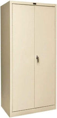 Hallowell - 4 Shelf Combination Storage Cabinet - Steel, 36" Wide x 24" Deep x 72" High, Tan - USA Tool & Supply