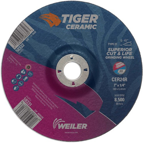 7X1/4 TIGER CERAMIC T27 GRIND WHL - USA Tool & Supply