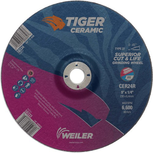 9X1/4 TIGER CERAMIC T27 GRIND WHL - USA Tool & Supply