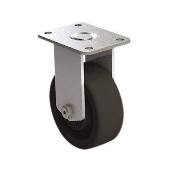 E.R. Wagner - 4" Diam x 1-1/2" Wide x 5-3/8" OAH Top Plate Mount Rigid Caster - Phenolic, 450 Lb Capacity, Roller Bearing, 2-3/4 x 3-3/4" Plate - USA Tool & Supply