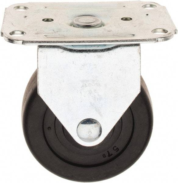 E.R. Wagner - 3" Diam x 1-1/4" Wide x 3-3/4" OAH Top Plate Mount Rigid Caster - Hard Rubber, 210 Lb Capacity, 2-3/4 x 3-3/4" Plate - USA Tool & Supply