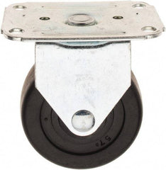 E.R. Wagner - 3" Diam x 1-1/4" Wide x 3-3/4" OAH Top Plate Mount Rigid Caster - Hard Rubber, 210 Lb Capacity, 2-3/4 x 3-3/4" Plate - USA Tool & Supply