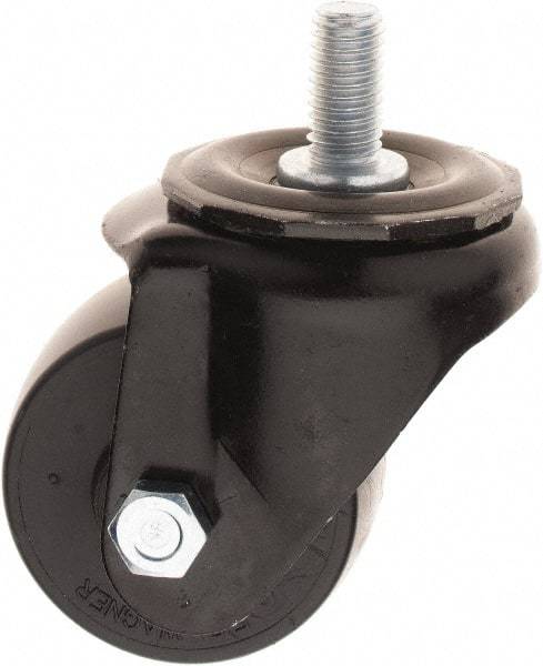 E.R. Wagner - 2-1/2" Diam x 1-3/4" Wide x 3-3/8" OAH Stem Mount Swivel Caster - Polyolefin, 300 Lb Capacity, 1/2-13 x 1" Threaded Stem - USA Tool & Supply