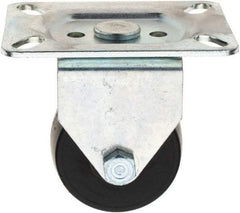 E.R. Wagner - 2-1/2" Diam x 1-3/4" Wide x 3-1/2" OAH Top Plate Mount Rigid Caster - Polyolefin, 300 Lb Capacity, 3-1/8 x 4-1/8" Plate - USA Tool & Supply