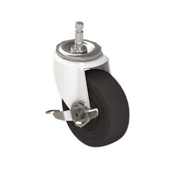 E.R. Wagner - 4" Diam x 1-1/2" Wide x 4-7/8" OAH Stem Mount Swivel Caster with Brake - Hard Rubber, 300 Lb Capacity, 7/16 x 1-3/8" Friction Stem - USA Tool & Supply