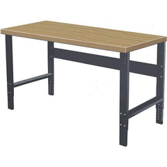 Hallowell - 48 Wide x 30" Deep x 34" High, Wood Workbench - Flat Top, Adjustable Legs, Black - USA Tool & Supply