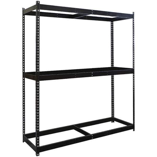 Hallowell - 3 Shelf Starter No Deck Open Steel Shelving - 620 Lb Capacity, 96" Wide x 84" High x 36" Deep, Black - USA Tool & Supply